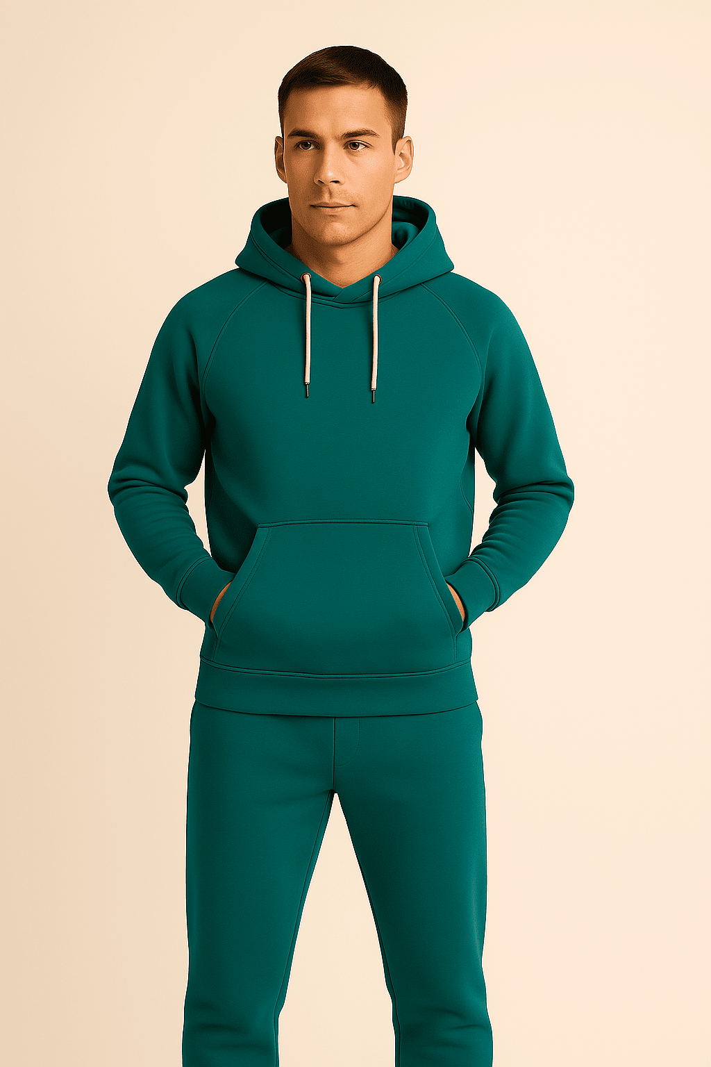 Bluza męska niebieska z kapturem kangurka  W5101 - DANNY