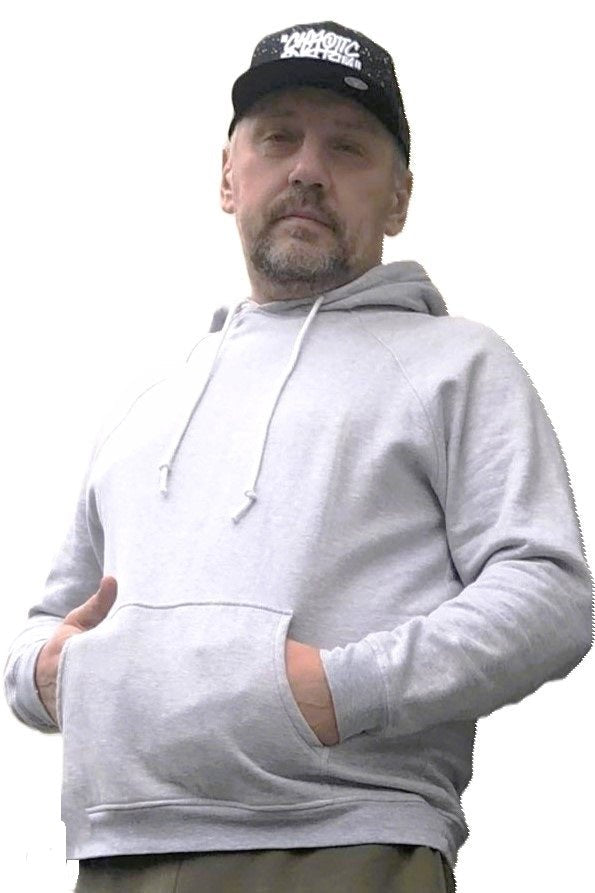 Bluza męska z kapturem kangurka szara W5101 - DANNY