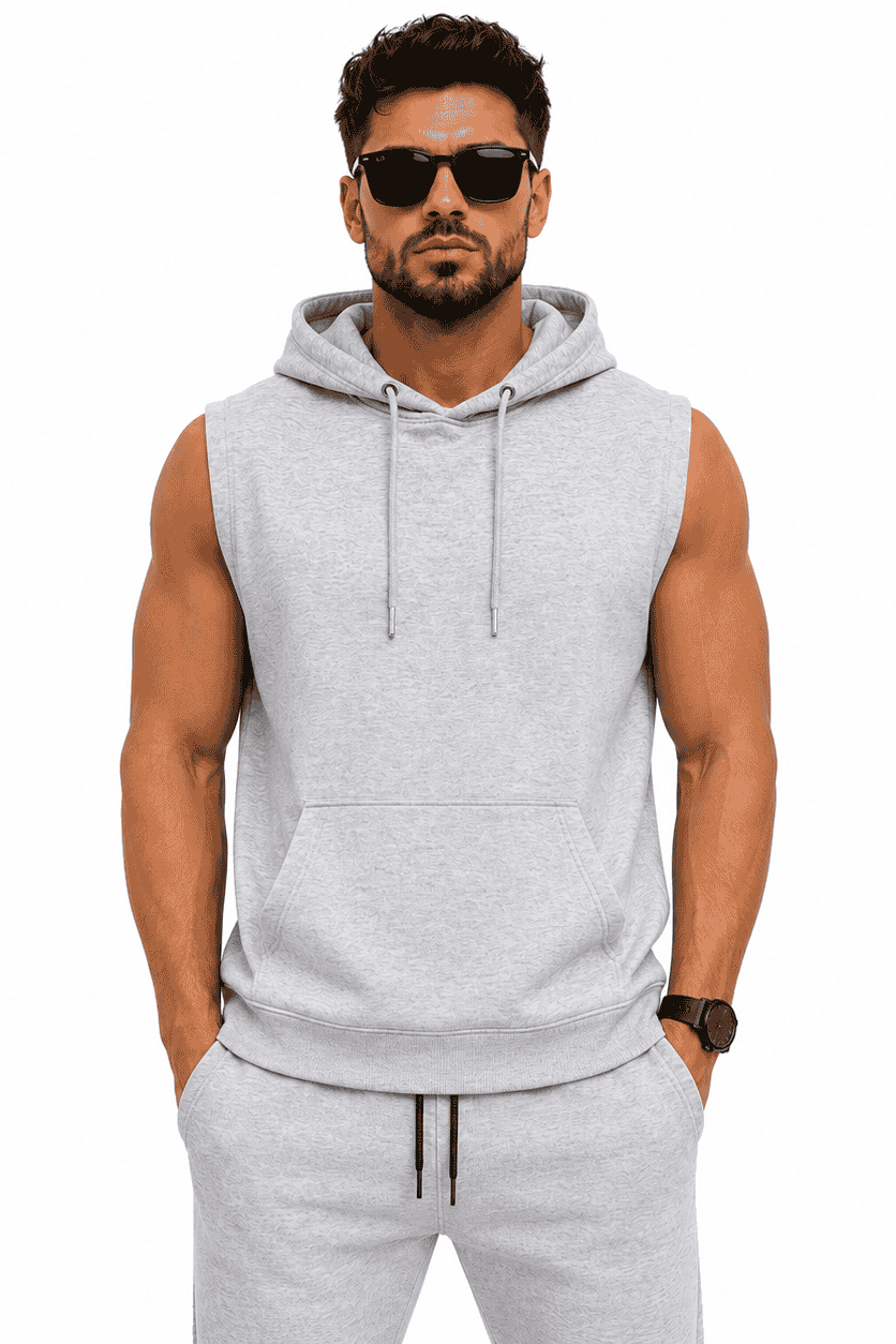 bluza meska z kapturem bez rekawa front DANNY