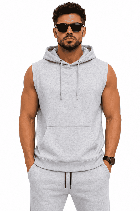 bluza meska z kapturem bez rekawa front DANNY
