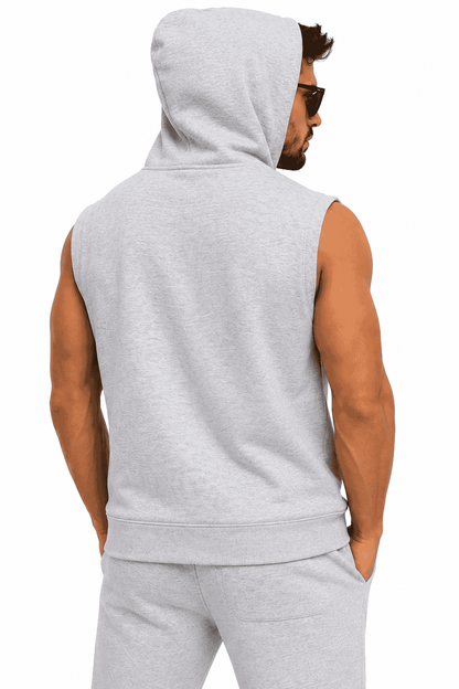 Bluza meska z kapturem bez rekawa szara tyl DANNY