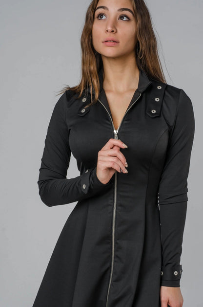 Czarna sukienka z błyszczącym zamkiem S24 - DANNY