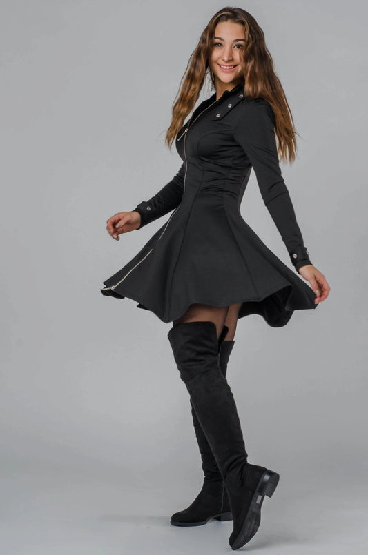 Czarna sukienka z błyszczącym zamkiem S24 - DANNY