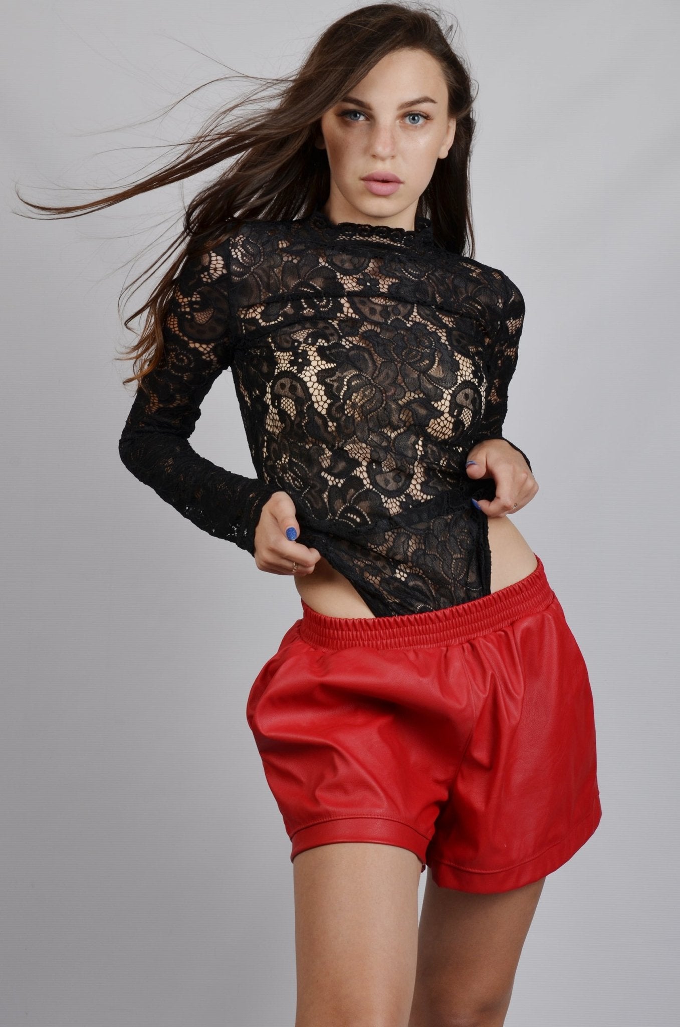 Czarne body koronkowe damskie S127 - DANNY