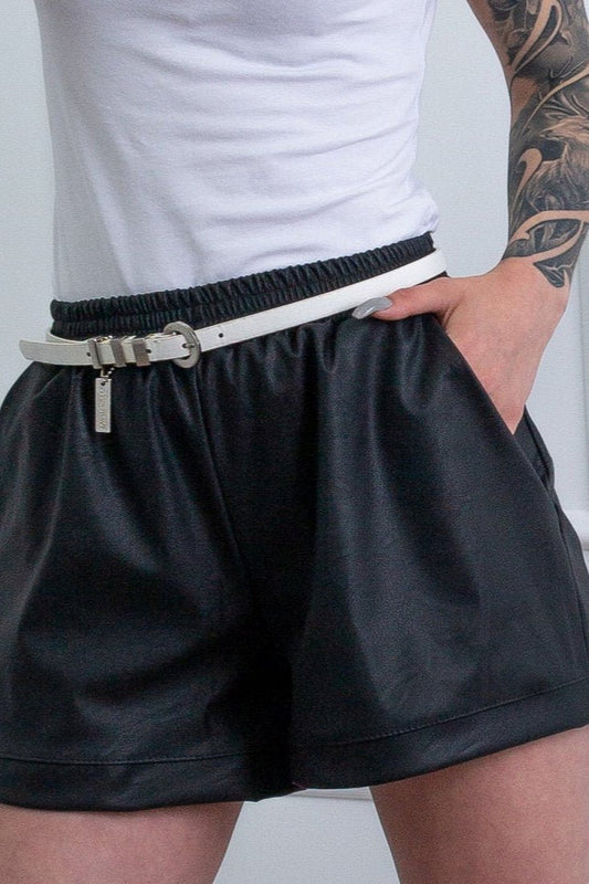 Czarne szorty damskie z ekoskóry S88 - DANNY