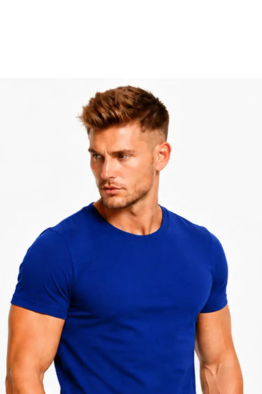 Męski T-shirt Basic Slim SAX3 DANNY – ujęcie w półprofilu