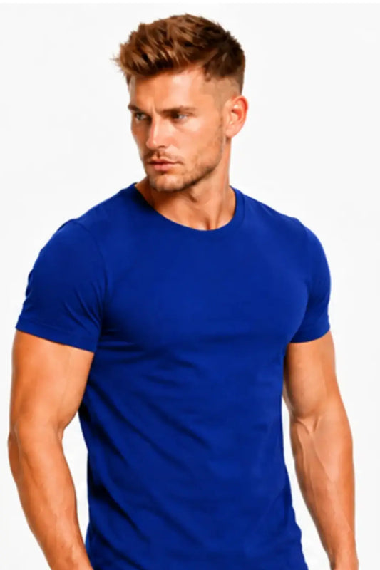 Męski T-shirt Basic Slim SAX3 DANNY – ujęcie w półprofilu
