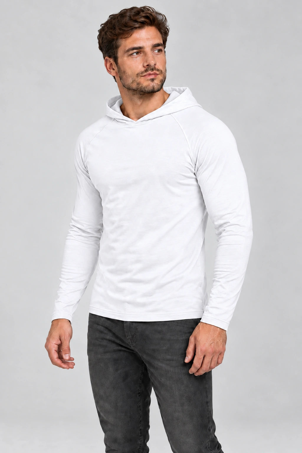 Biały longsleeve DANNY – półprofil