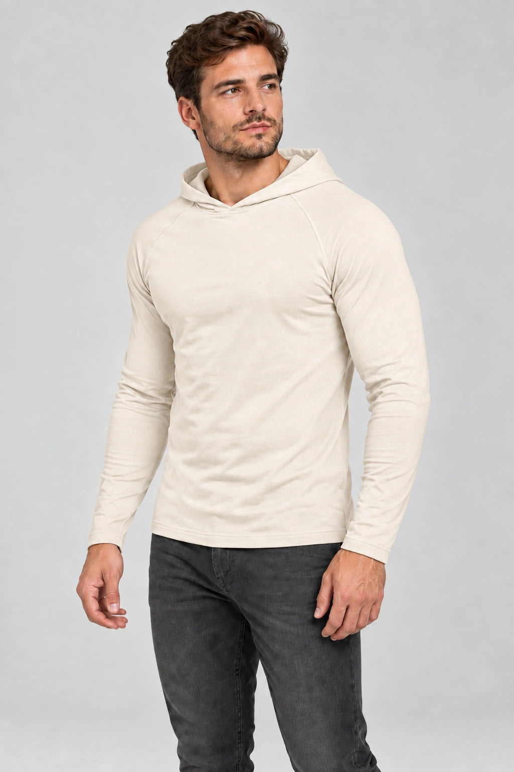 Longsleeve męski DANNY ecru – półprofil