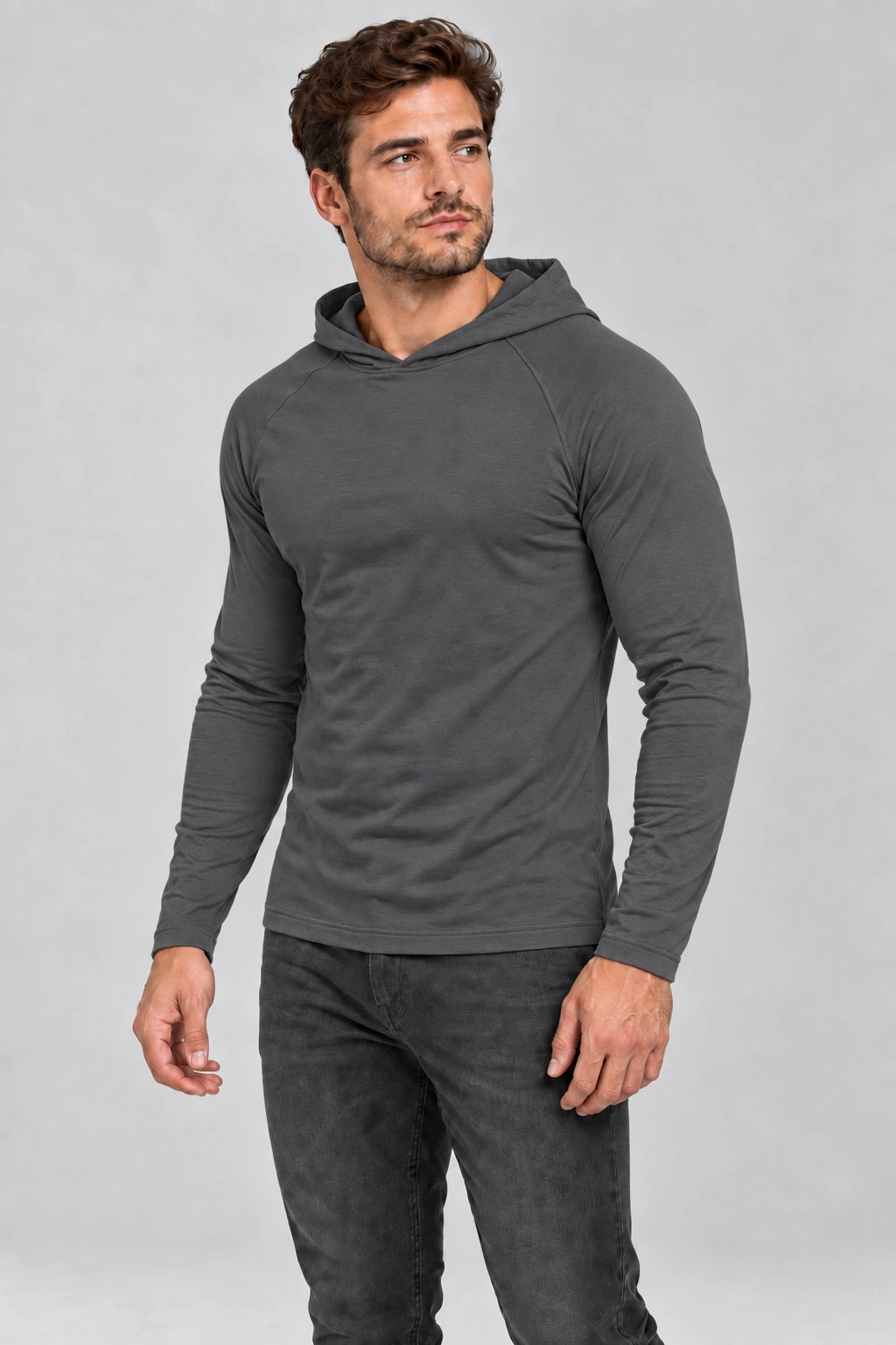 Grafitowy longsleeve DANNY – półprofil