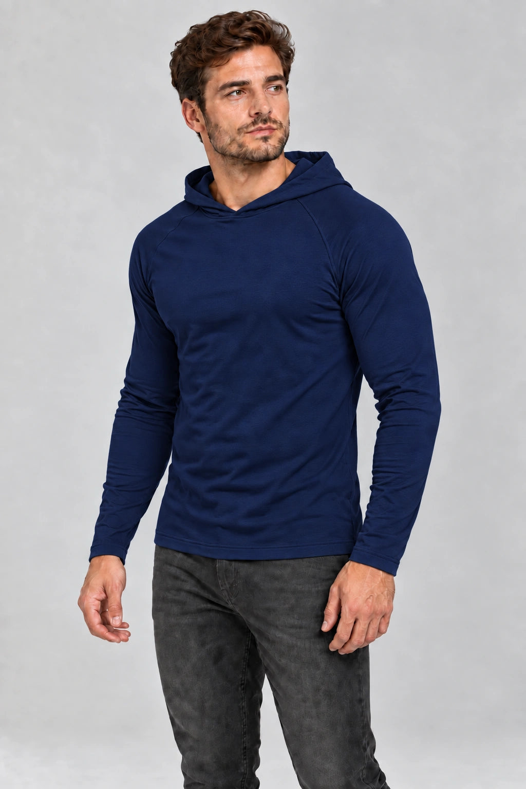 Królewski granat longsleeve DANNY – półprofil