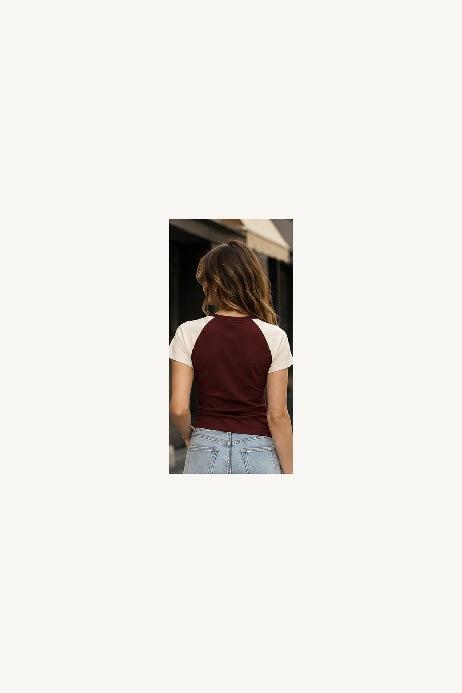 DANNY T-shirt damski raglan bordo ecru – 03 tyl