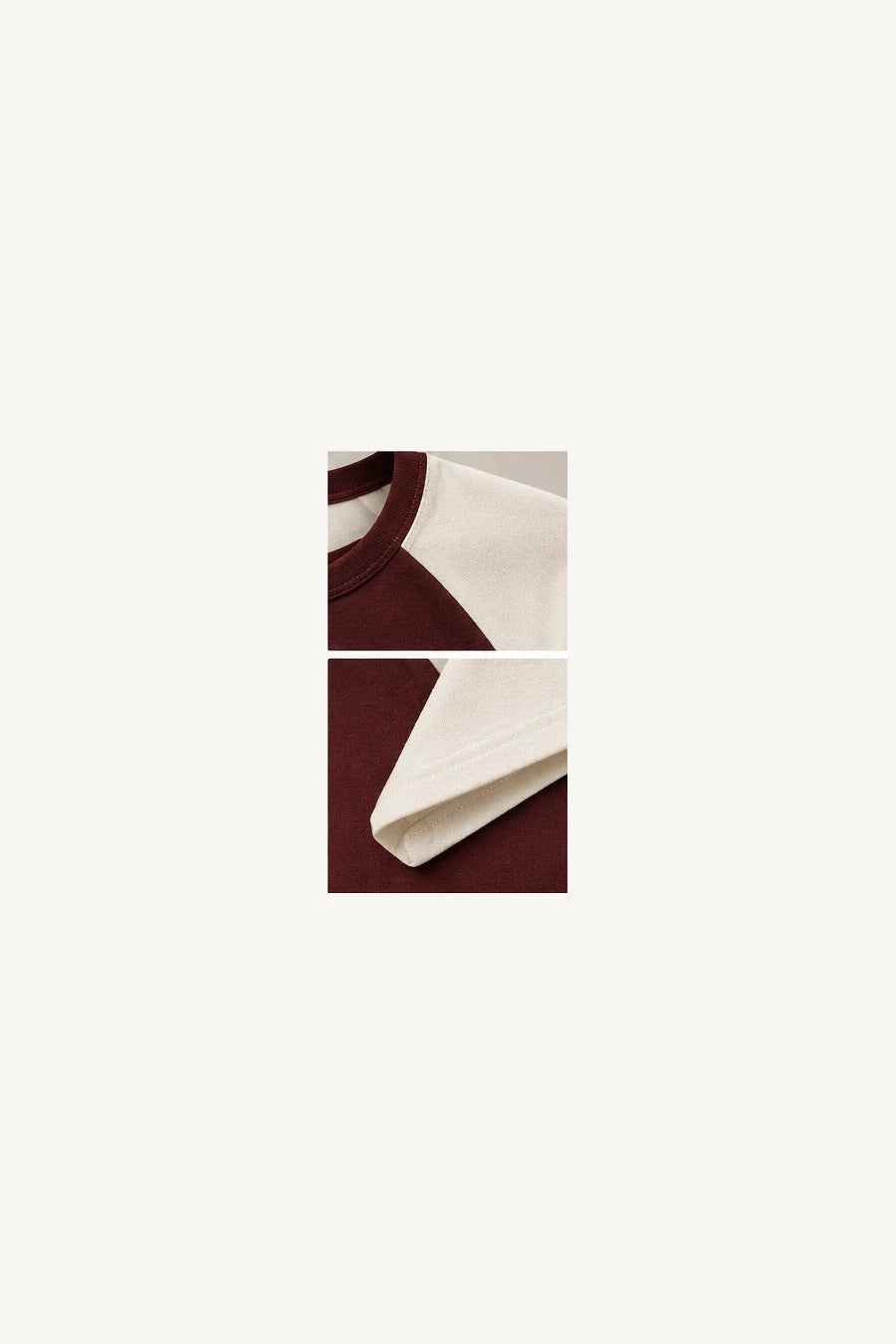 DANNY T-shirt damski raglan bordo ecru – 05 detal