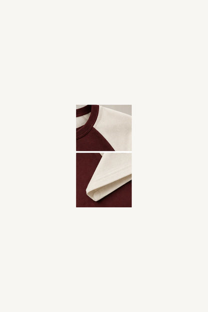 DANNY T-shirt damski raglan bordo ecru – 05 detal