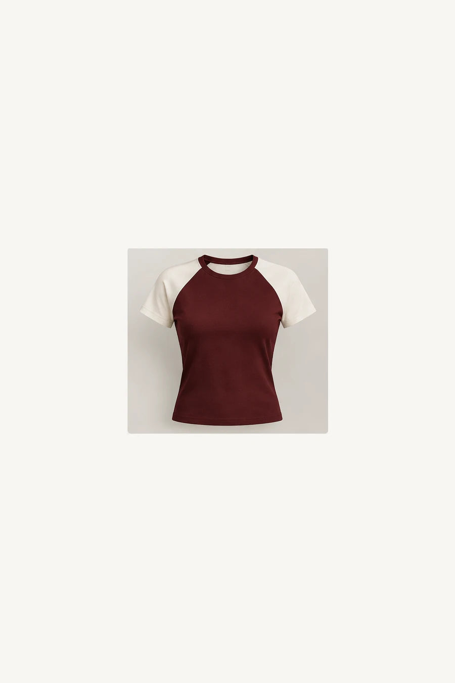 DANNY T-shirt damski raglan bordo ecru – 06 produkt