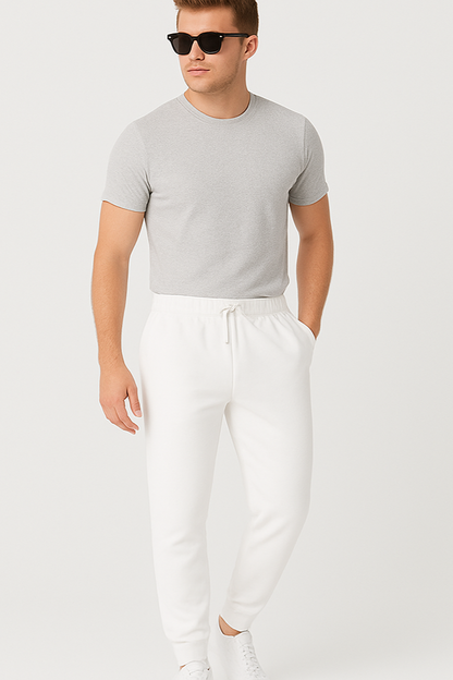 Spodnie Dresowe Joggers Męskie Białe W5203