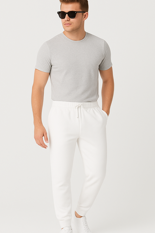 Spodnie Dresowe Joggers Męskie Białe W5203