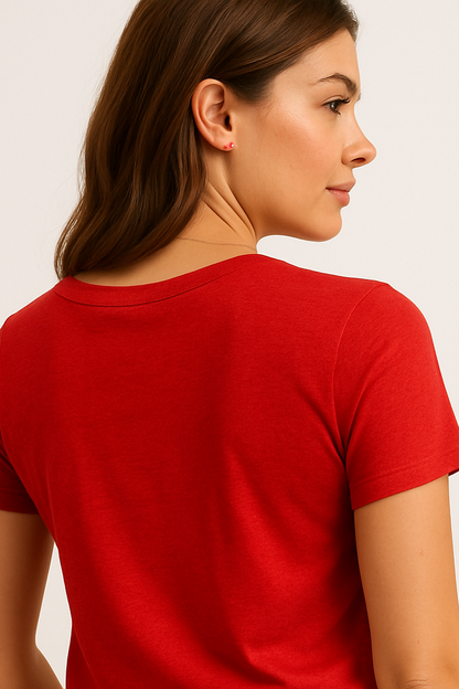 T-shirt damski dekolt V czerwony Danny