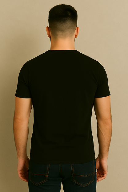 T-shirt męski zapinany na guziki Henley czarny E101