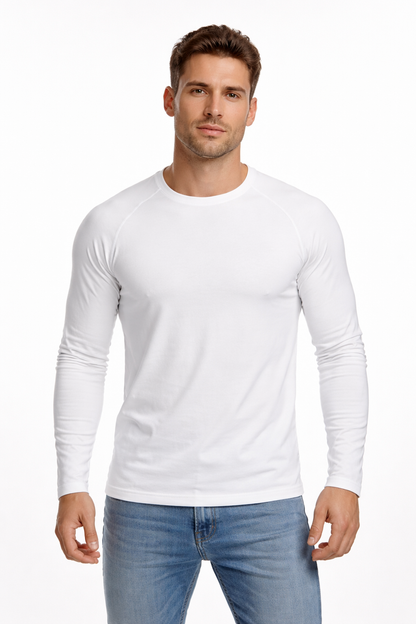Koszulka męska z dlugim rękawem biała Danny front