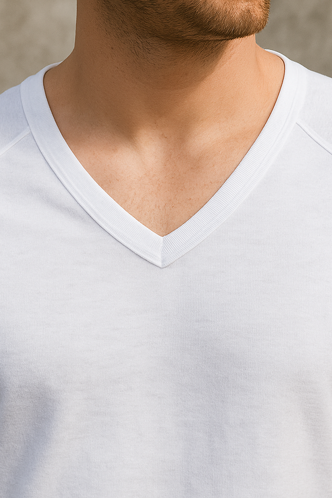 Longsleeve męski biały z dekoltem V Danny