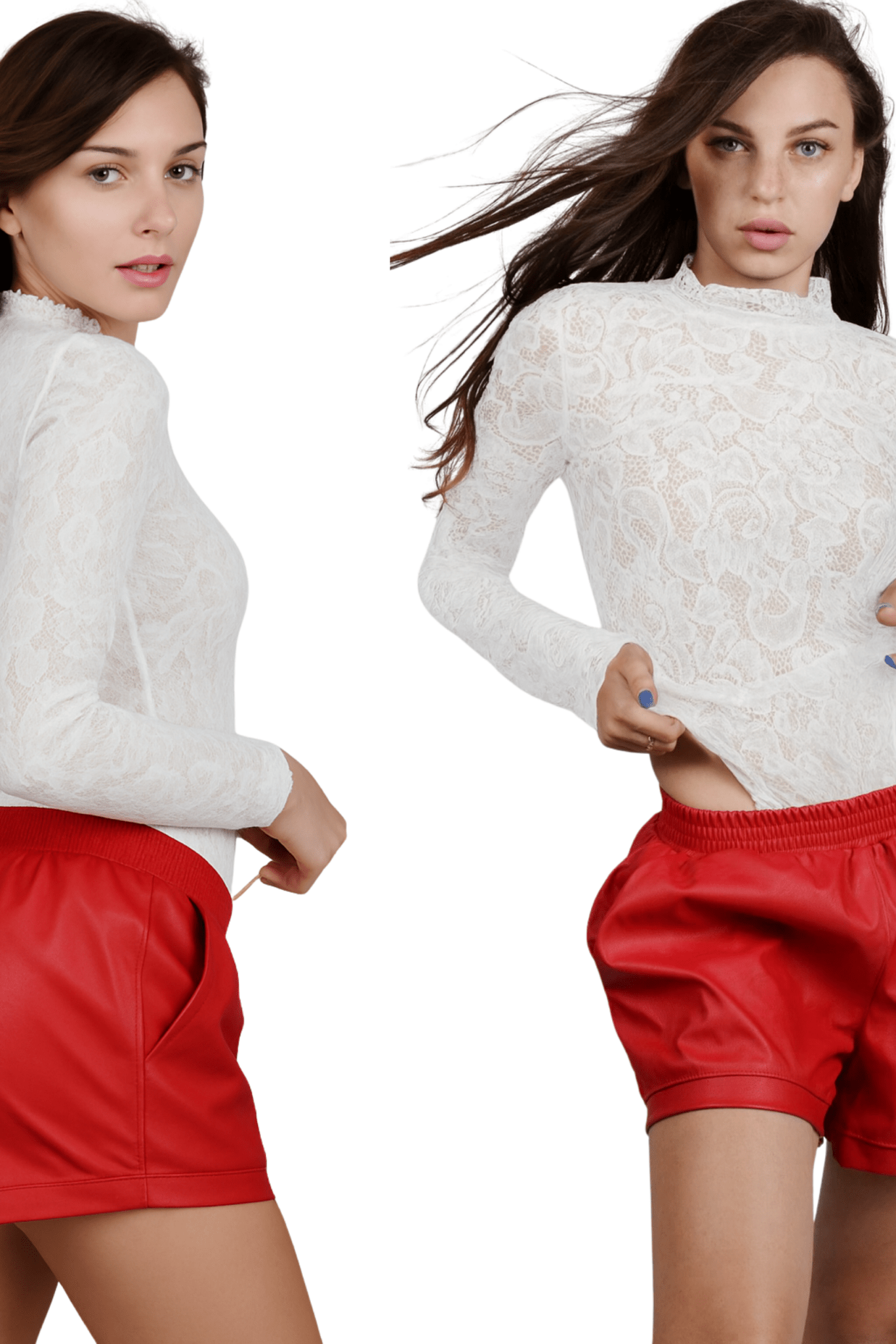 Koronkowe Body Damskie Białe Długi Rękaw Eleganckie BLANCÉ S127 - DANNY