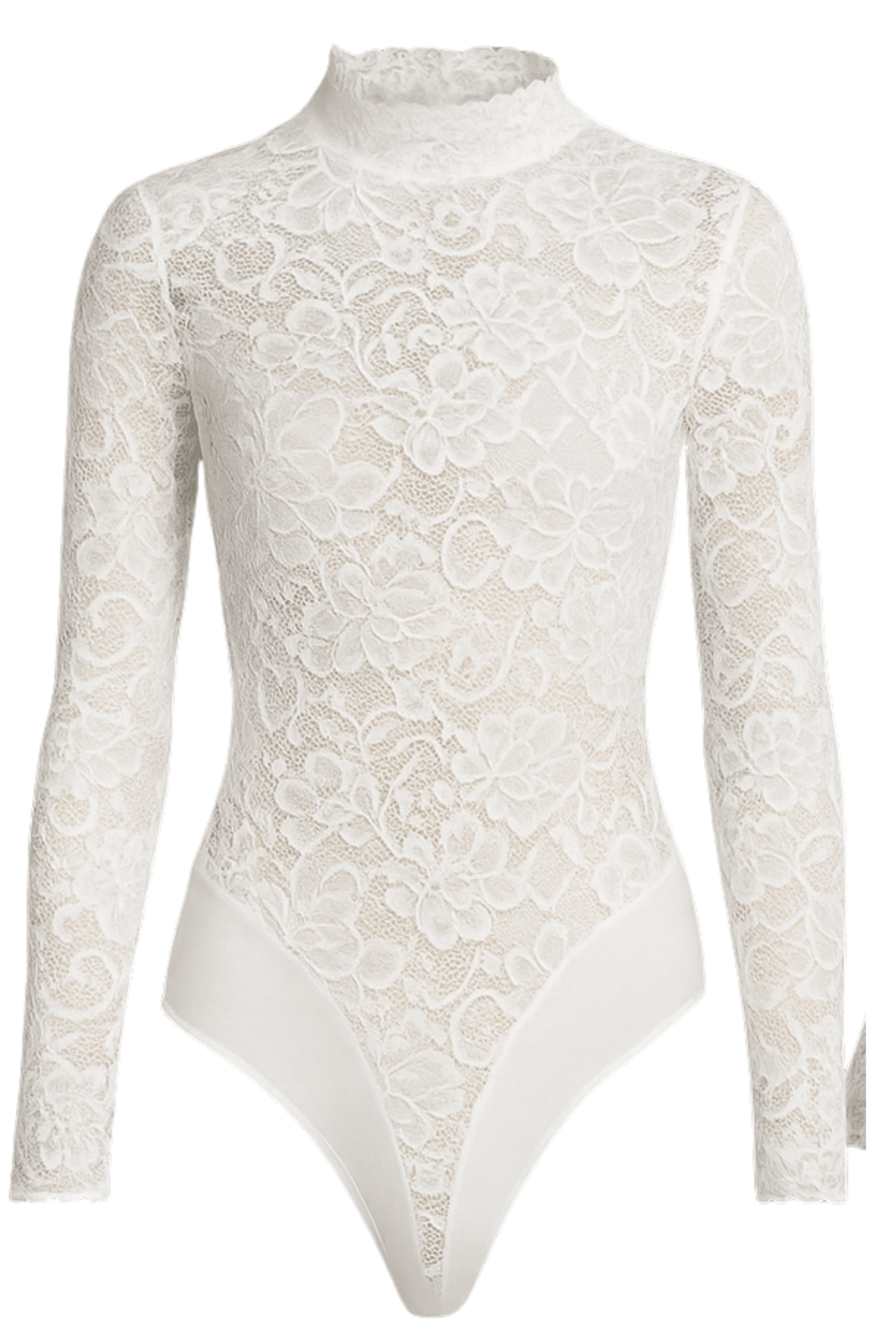 Koronkowe Body Damskie Białe Długi Rękaw Eleganckie BLANCÉ S127 - DANNY