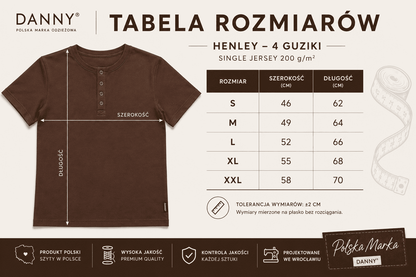 koszulka damska henley brazowa Danny tabela rozmiarow