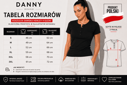 koszulka damska henley czarna tabela rozmiarow danny