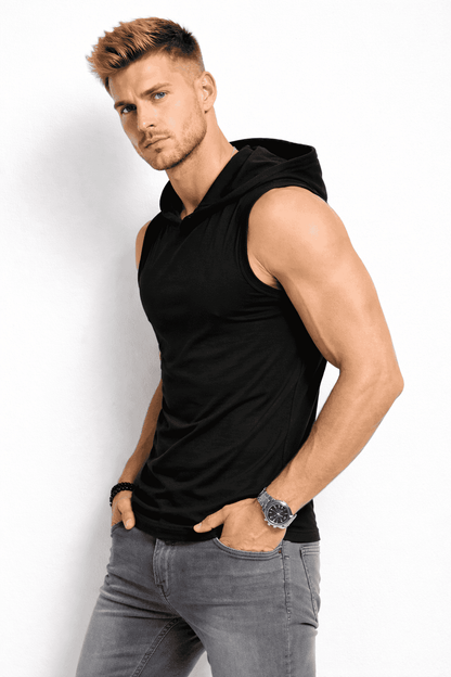 t-shirt męski z kapturem czarny Danny profil