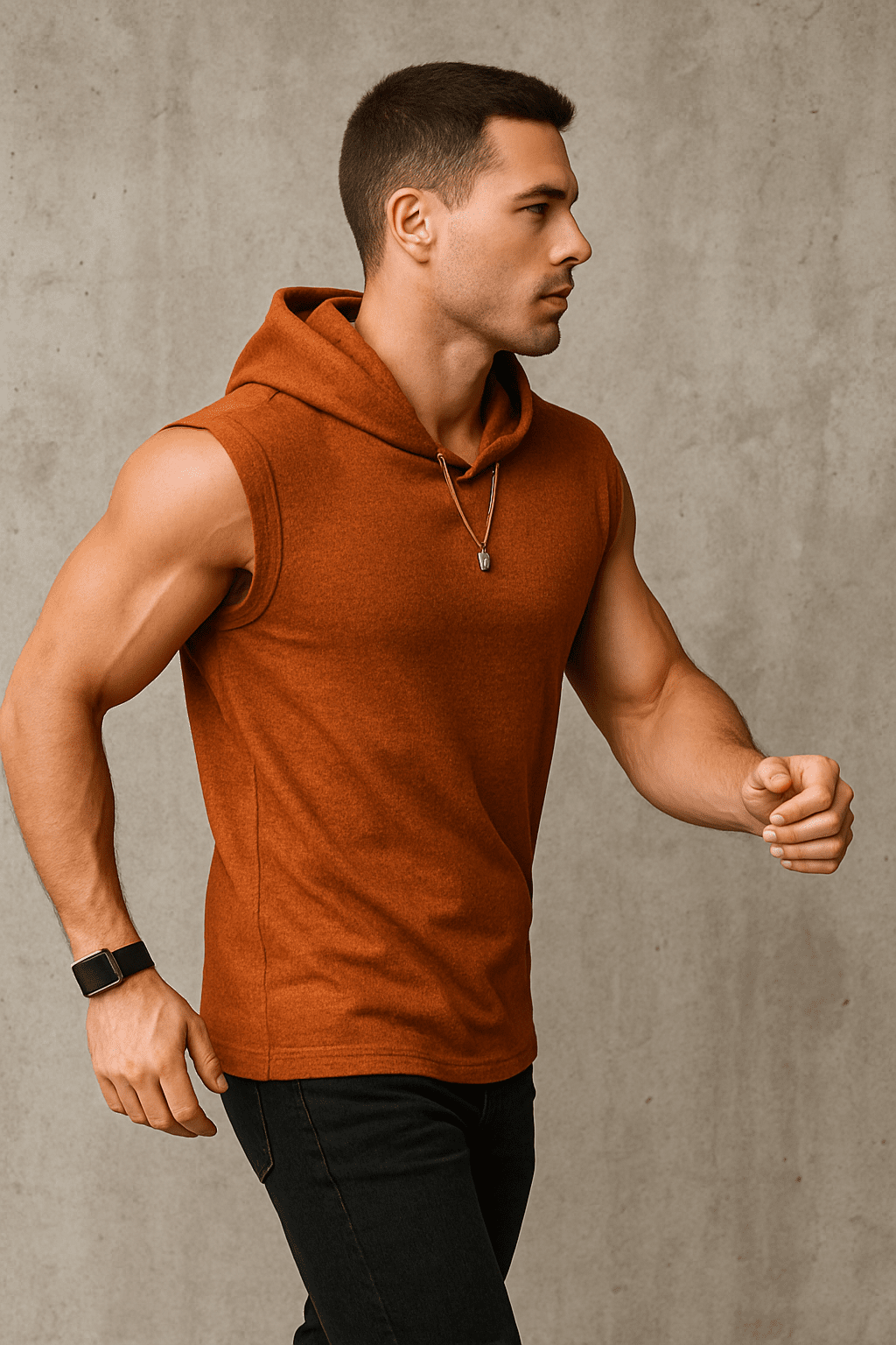 Koszulka męska bez rękawów Urban Flex brązowa W5506 - DANNY