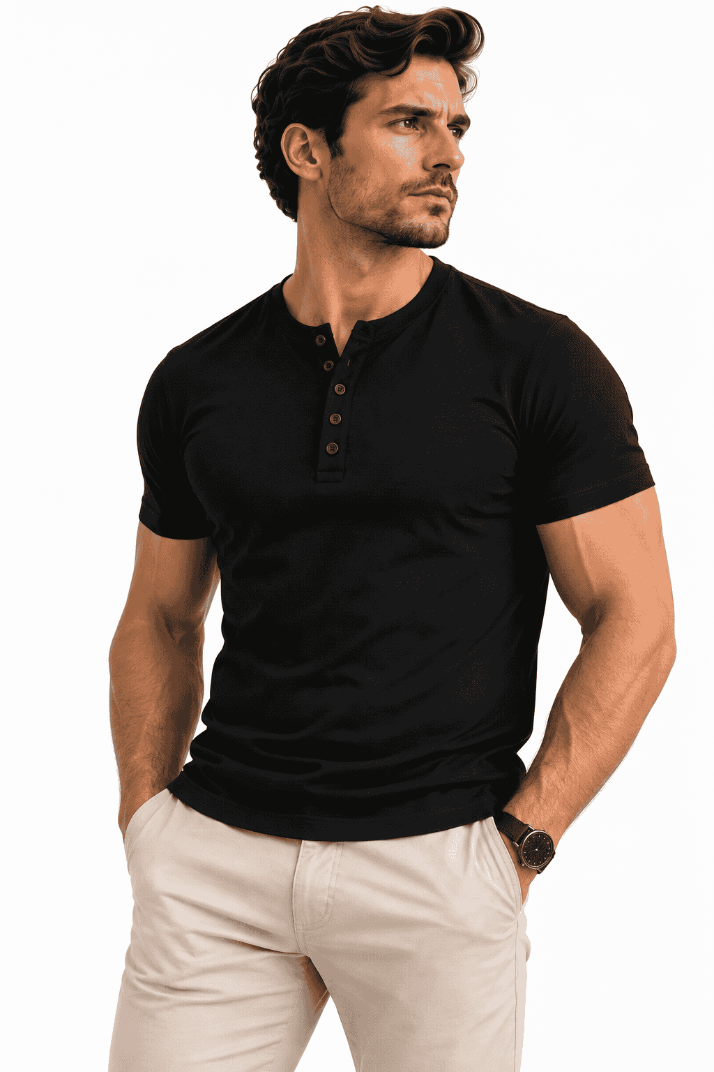 koszulka meska henley czarna danny profil
