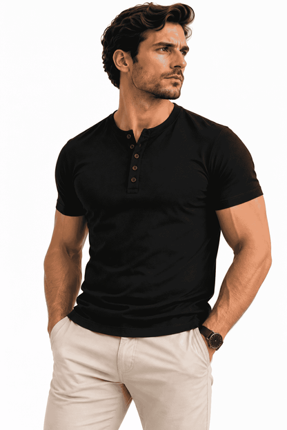 koszulka meska henley czarna danny profil