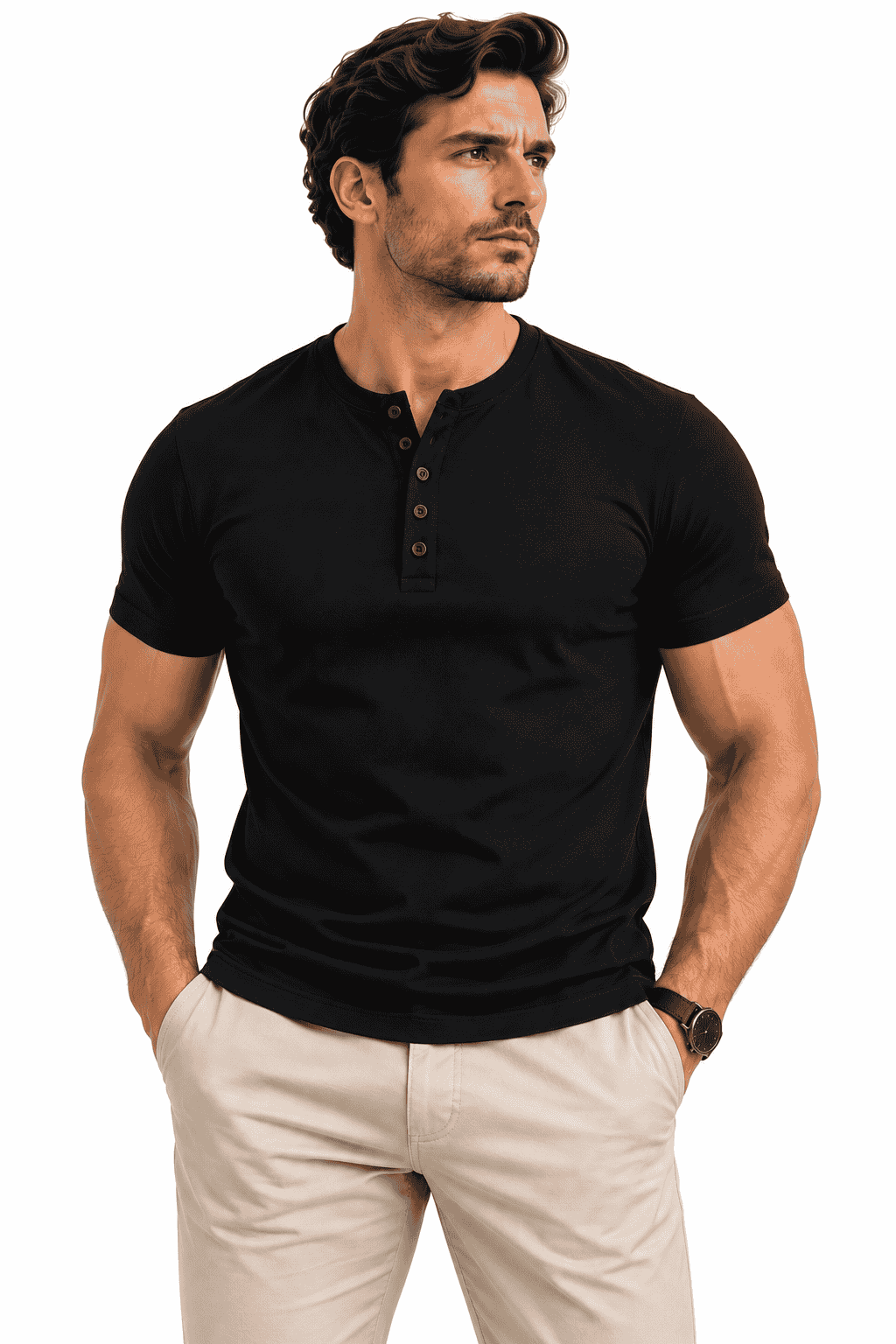 koszulka meska henley czarna danny przod