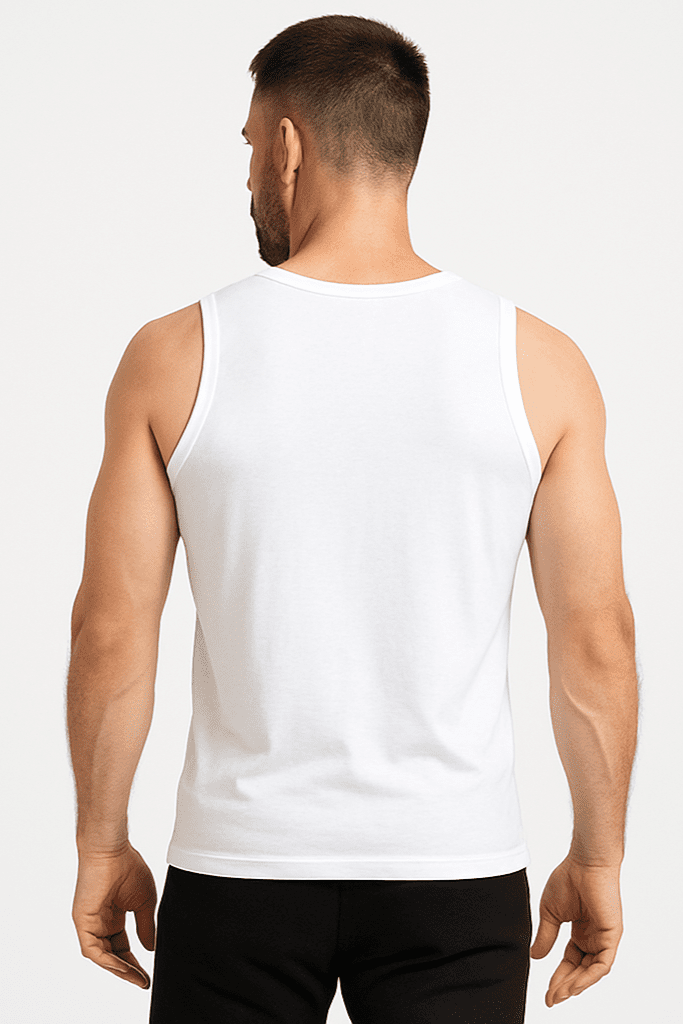 Koszulka męska Tank top bez rękawów biała W5509 - DANNY