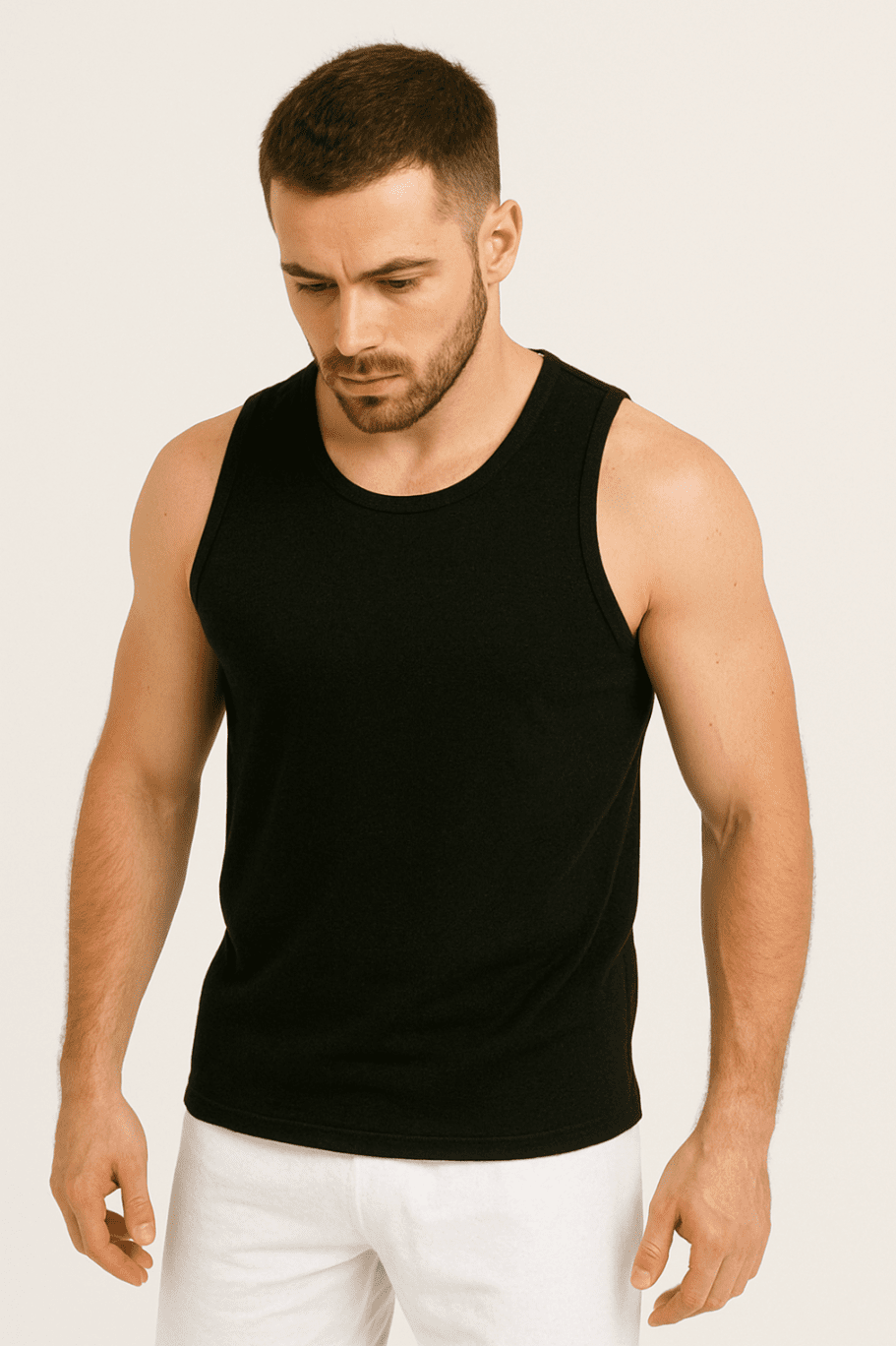 Koszulka męska Tank top bez rękawów czarna W5509 - DANNY