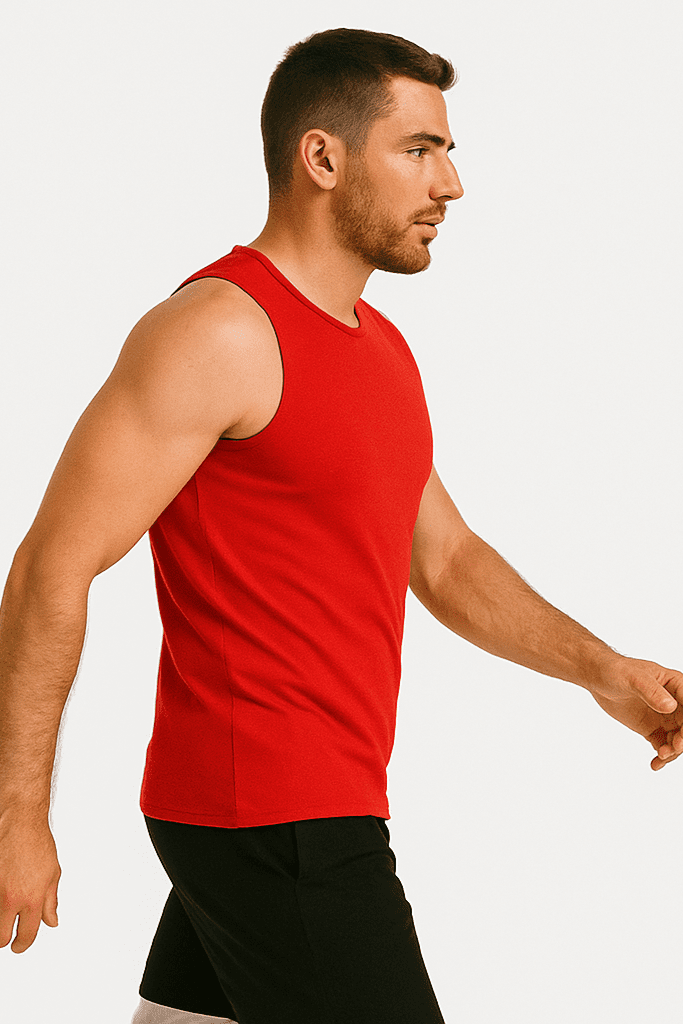 Koszulka męska Tank top bez rękawów czerwona W5509 - DANNY