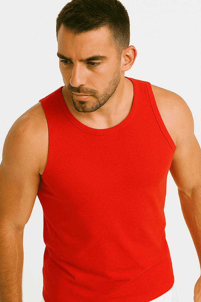 Koszulka męska Tank top bez rękawów czerwona W5509 - DANNY
