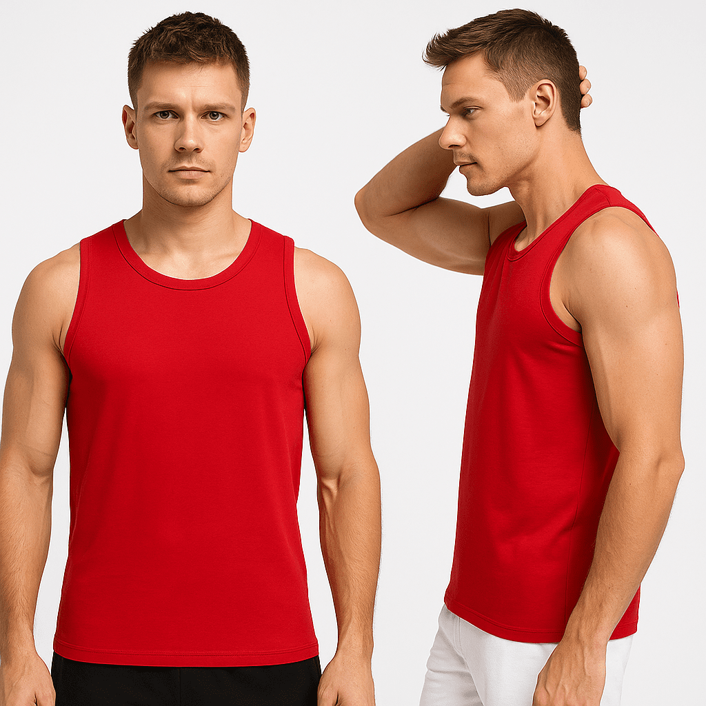 Koszulka męska Tank top bez rękawów czerwona W5509 - DANNY