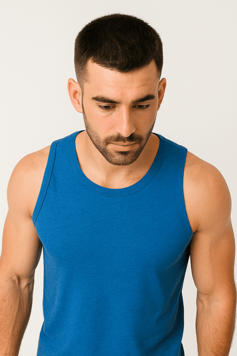 Koszulka męska Tank top bez rękawów niebieska W5509 - DANNY