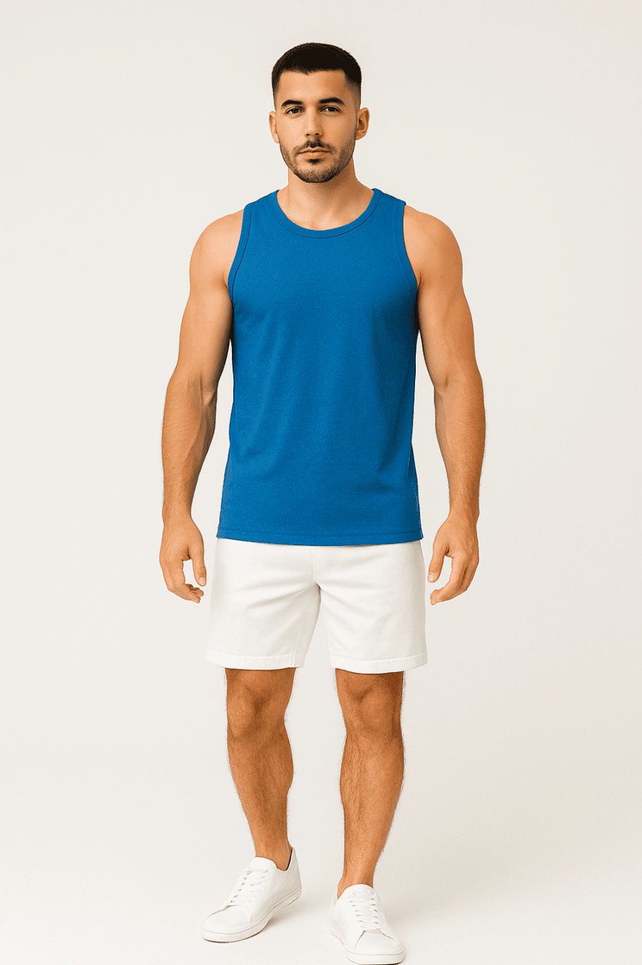 Koszulka męska Tank top bez rękawów niebieska W5509 - DANNY