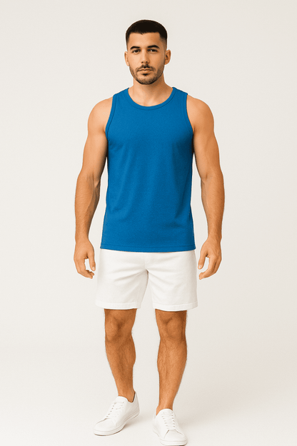 Koszulka męska Tank top bez rękawów niebieska W5509 - DANNY