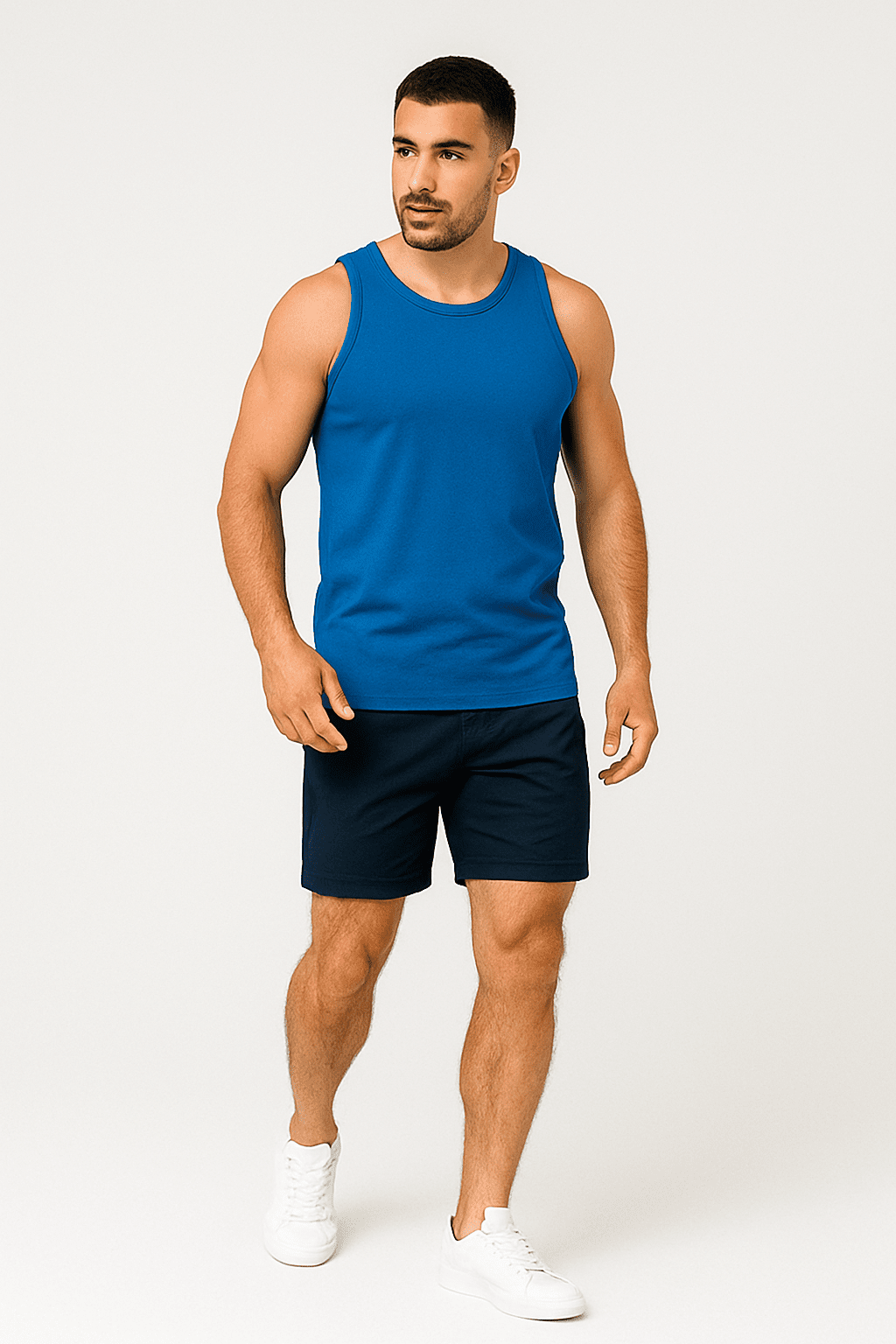 Koszulka męska Tank top bez rękawów niebieska W5509 - DANNY