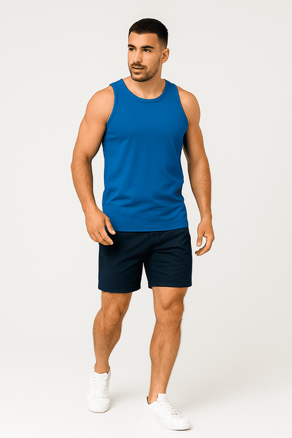 Koszulka męska Tank top bez rękawów niebieska W5509 - DANNY