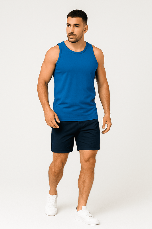 Koszulka męska Tank top bez rękawów niebieska W5509 - DANNY