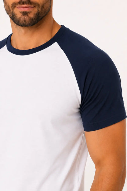 Detal rękawa reglan i dekoltu koszulki męskiej DANNY Urban Edge