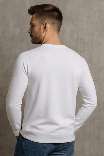 Koszulka męska z długim rękawem z guzikami biała W5507 - DANNY