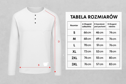 Koszulka męska z długim rękawem z guzikami czarna W5507 - DANNY