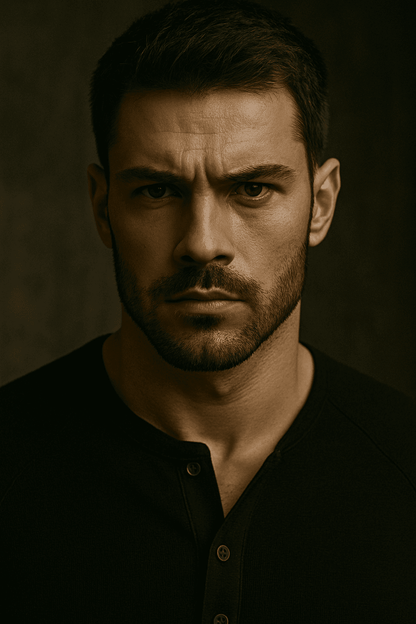 Koszulka męska z długim rękawem z guzikami czarna W5507 - DANNY