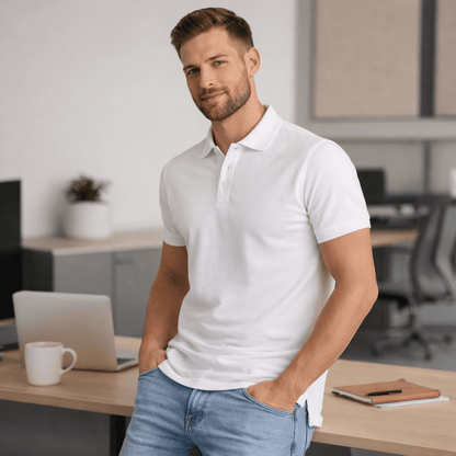 Koszulka polo męska biała Klasyczna  DANNYcompl 1
